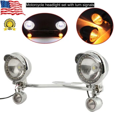 Motorcyle Spot Passing Turn Signal Light Bar Kit For Harley Dyna Street Bob FXDB - Image 1 of 4
