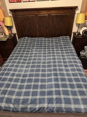 Edredón doble Lauren Ralph Lauren de lino y algodón azul blanco a cuadros Foto 1 de 4