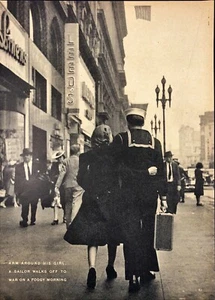 1943 Braccio intorno alla sua ragazza marinaio va in guerra seconda guerra mondiale stampa rivista - Foto 1 di 6