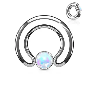 Captive Nipple Ring Heavy 10 Gauge 1/2" Opal White 4mm Ball Steel SET of 2 - Picture 1 of 4