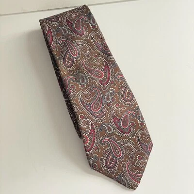 Liberty of London 100% Silk Paisley Print Brown Red Men's Necktie Vintage USA Foto 1 de 4