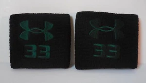 Under Armour 3" Wristband #33 Unisex Black/Forest Green One Pair - Picture 1 of 2