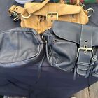 3 Wilson's Leather handbags purse black/Tan leather with bold stitching detail