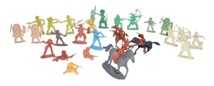 Vintage Kunststoff Cowboy & Indianer Spielzeug Figuren Set Mehrfarbig 28 verschiedene Miniaturen - Bild 1 von 4