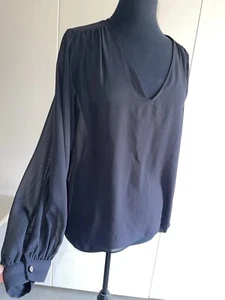 Witchery Black V-Neck Tunic Blouse size 14 - Picture 1 of 6