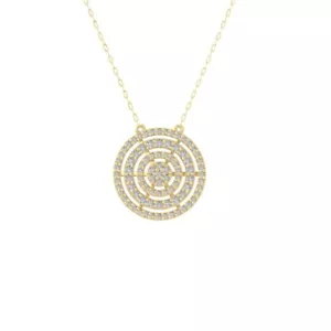 14k Yellow Gold Lab Grown Diamond Composite Pendant Necklace 18" Silver Chain - Picture 1 of 5