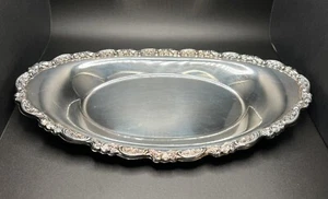 Oneida Hospitality Oval Rose Pattern Trim Silver Plate Serving Tray 14" Long - Picture 1 of 7