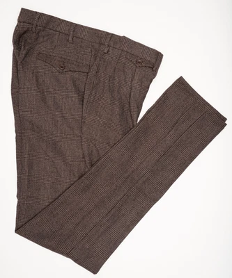 INCOTEX Brown Glen Check Dress Pants Wool Cotton Pleated Front 34 (EU 50) - Image 1 of 4