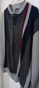 USA Supporting Olympics Grays Red Vertical Stripe Henley Sweatshirt Mens Large - Picture 1 of 4