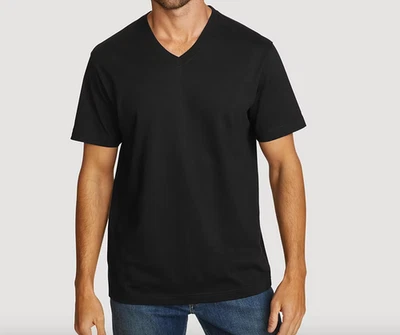 CAMISETA EDDIE BAUER Calce Clásico Leyenda Lavada ALTA Negra Algodón SS CON CUELLO EN V MT LT NUEVA CON ETIQUETAS Foto 1 de 3