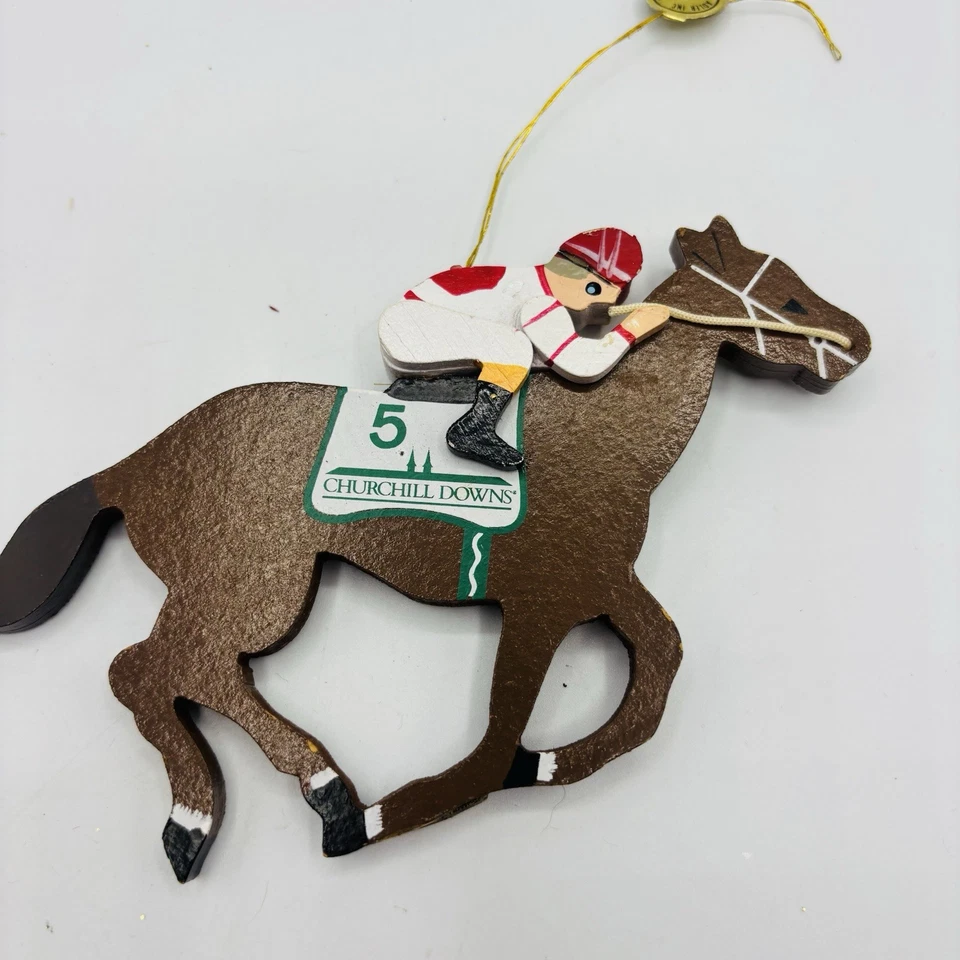 De colección Kurt Adler Madera Caballo Ornamento Kentucky Derby Ecuestre Churchill Downs 98 Foto 1 de 4