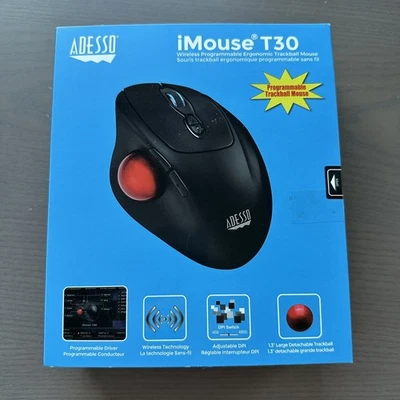 Adesso iMouse T30 iMouse T30 Wireless Programmable Ergonomic Trackball Mouse ... - Image 1 of 4