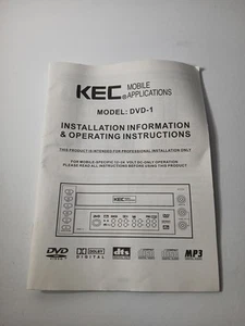 Vintage KEC Mobile Application dvd-1 Manual / Instructions ONLY - Picture 1 of 3