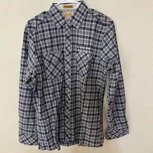 Sovereign Code Jackson blue plaid button up long sleeve western shirt Medium - Picture 1 of 11