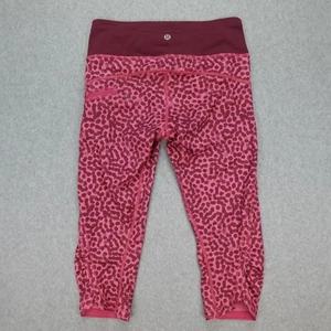 Lululemon Leggings Women's 4 Pink Capri Crop Dotted Stretch Active Gym Workout - Picture 1 of 11