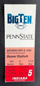 1993 NCAA Football Indiana vs Penn State Nittany Lions Ticket Stub 11/6/93 - Picture 1 of 2