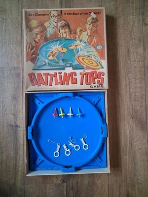 Vintage Battling Tops Board Game Ideal 1968- 4 Tops 4 Pullers  - Image 1 of 4