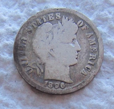 Редкая серебряная монета номиналом 10 центов 1896 O с ключевой датой Новый Орлеан как новая с чистым обратным знаком - Изображение 1 из 4