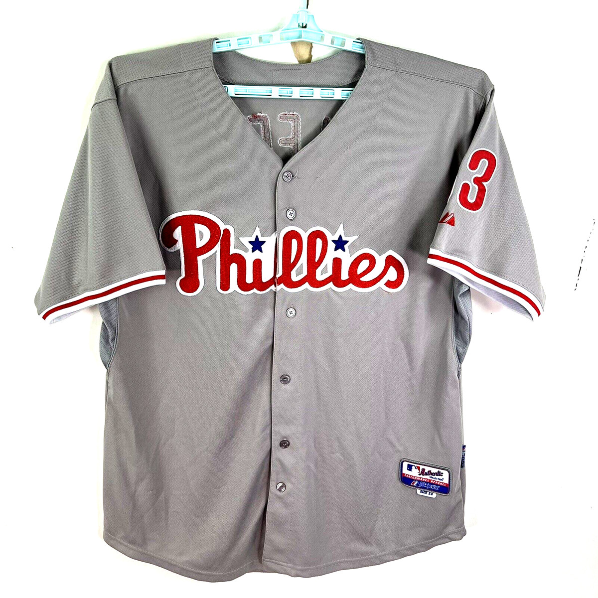 Philadelphia Phillies #33 Lee MLB Authentic Jersey 54 Gray
