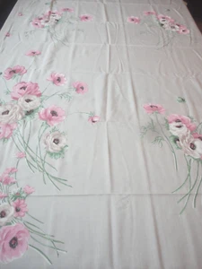 Vintage Fabric Curtain Drapery 1970's Pink Floral Print 48" wide x 80 long - Picture 1 of 3