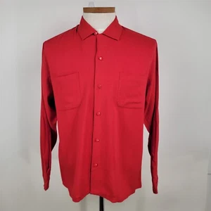 Camisa De Colección Da Vinci CA Roja Manga Larga Botón Cuello Lazo Para Hombre Talla L - Imagen 1 de 8