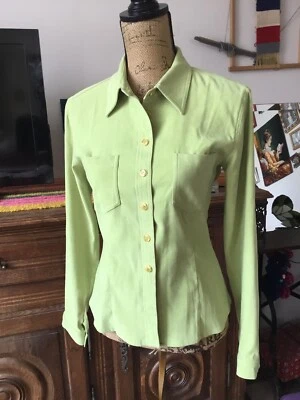 Chemise Femme Vintage Authentique Taille 38, en Polyester, Simili Daim TBE - Photo 1/4