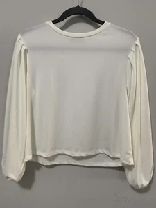 NWT Versona FED Small women's White top long sleeve Semi Sheer Dressy Work Wear - Picture 1 of 6