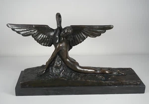 Leda und der Schwan ART DECO BRONZE SKULPTUR SIGNIERT FIGUR Bronze Pracht Europäisch - Bild 1 von 11
