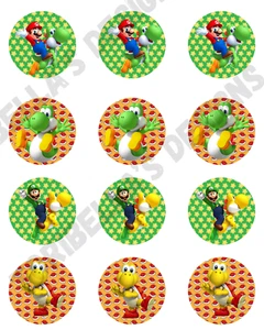 Video Gamer Icons Image Edible Cake Precut Cookie Cupcake Topper Premium Wafer - Picture 1 of 1