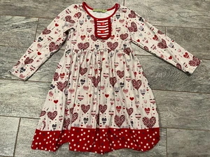 Millie Loves Lily Girls Dress size 8 Patriotic floral Heart Ruffle Long sleeve - Picture 1 of 8