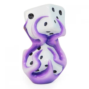 Flaming Dice - White & Purple - VanChase Custom Hand Painted Shift Knob - Picture 1 of 1