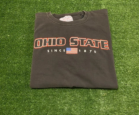 Vintage Santee Ohio State Buckeyes spell out USA Flag crewneck size XL black Cover