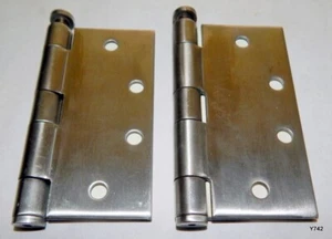 2 PCS Brushed Nickel 4-1/2" OAL Commercial Door Hinges - Picture 1 of 6