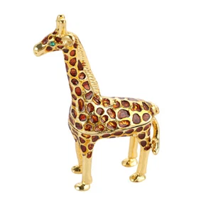 Giraffe Trinket Box Hinged Rhinestone Jeweled Organizer Colorful Enamel Ring Box - Picture 1 of 5