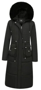 Women's Long Winter Puffer Coat Waterproof Warm Maxi Down Jacket Large Black - Picture 1 of 6