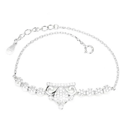 Bracciale In Argento Sterling 925 Rotondo In Cz Simulato Gioielli 7.5 Pollici - Immagine 1 di 4