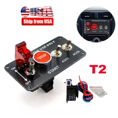 Panel de interruptor de palanca de encendido de coche 4 en 1 DC 12V 30A Racing Kit de encendido de arranque a presión Foto 1 de 4