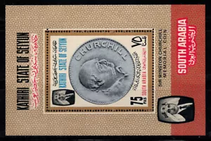 1967 Seiyun Kathiri State Mi. Bl. 5A Sheet 100% Winston Spencer Churchill - Picture 1 of 1