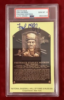 Fred McGriff Signed Gold HOF Plaque Postcard Braves Yellow Autograph PSA/DNA 10 - Image 1 of 4