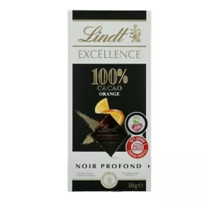 6x Lindt Excellence 100% Cocoa Chocolate Bar, Orange Flavor, 50g, Israel Kosher - Picture 1 of 1