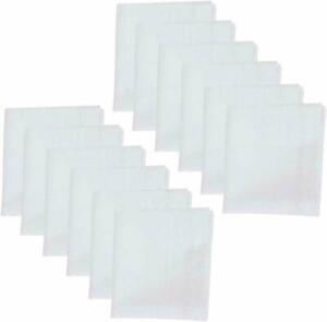 Men's Cotton Plain Hankies Handkerchief (White, XL)- 12 Pieces US