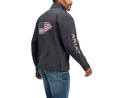 Ariat Men's Logo 2.0 Patriot Softshell Water Resistant Jacket Charcoal-10041439 - Image 1 of 4