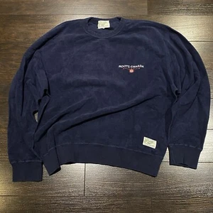 Vintage ROOTS Canada Athletics Textured Crewneck Sweater Mens Size L Navy Blue - Picture 1 of 10