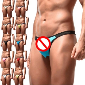 New Men's Underwear T-Back G-String Briefs Boy Breathable Tangas Thong Ice Silk - Picture 1 of 43