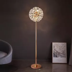Lampada Chic Luce Pavimento Applique Oro Cristallo Moderna Palla Fiore Elegante Lussuosa - Foto 1 di 22