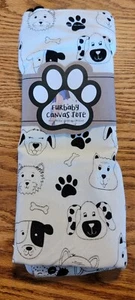 NEW Furbaby Canvas Tote Shopping Bag Fun Dog Paws Bones Funky Reusable Washable - Picture 1 of 4