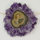 59.55CT Amethyst Stalactite Side Drilled Slice Bead FOCAL