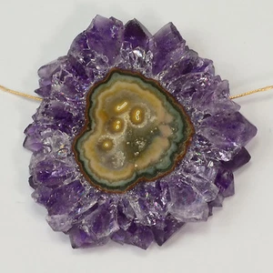 59.55CT Amethyst Stalactite Side Drilled Slice Bead FOCAL - Picture 1 of 4