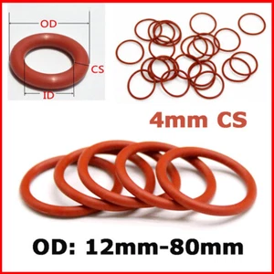 Silikon Gummi O Ringe Dichtung Metrisch Lebensmittelqualität 4mm Querschnitt 12mm-80mm Außendurchmesser - Bild 1 von 10