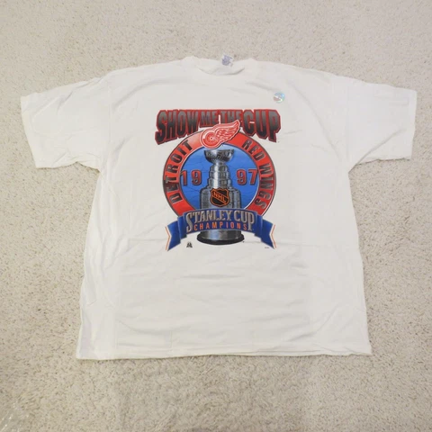 VINTAGE Detroit Red Wings Shirt Mens XL White STARTER Stanley Cup Champ 1997 USA Cover